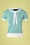 60s Tie Neck Sweater in Mint Blue