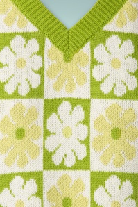 Vixen - 70s Daisy Crochet Spencer Vest in Green 3