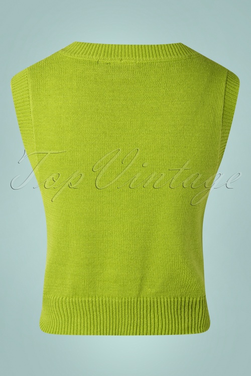 Vixen - 70s Daisy Crochet Spencer Vest in Green 2