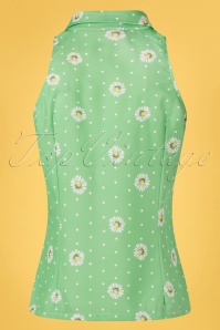 Vixen - Daisy Polkadot Mouwloze blouse in groen 2