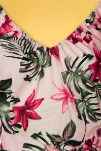 Vixen - Tropische flamingo off-shoulder swing jurk in lichtroze 5