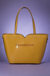 Vixen - 50s Bow Front Scalloped Shopper Bag in Mustard 4