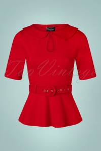 Vixen - 50s Peppa Chiffon Hearts Tea Dress in Raspberry Red