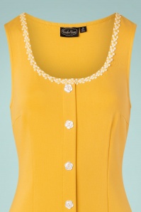 Vixen - 60s Daisy Trim Button Dress in Yellow 3