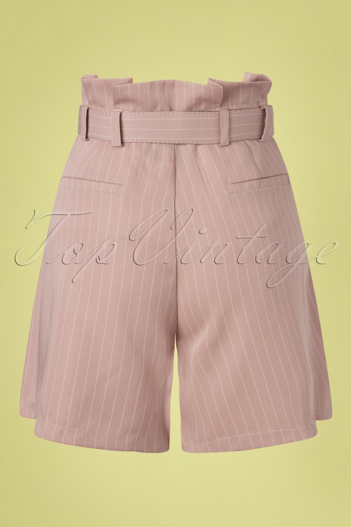 Vixen - Pia Nadelstreifen Paperbag Shorts in Pink 4