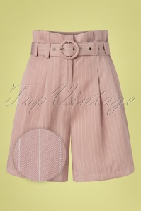 Vixen - 50s Pia Pinstripe Paperbag Shorts in Pink