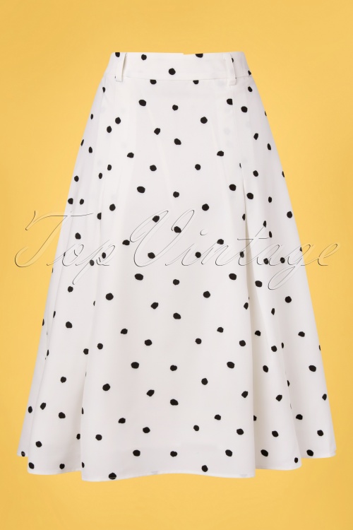 Vixen 40979 Black white polka dot button front midiskirt 211221 004W