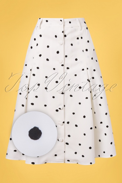 Vixen 40979 Black white polka dot button front midiskirt 211221 002Z