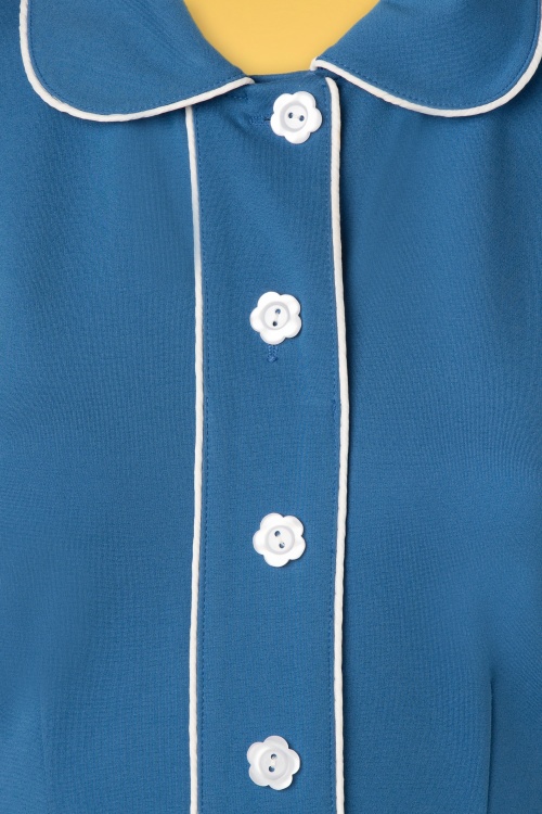 Vixen - 60s Bibi Button Dress in Blue 5