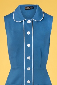 Vixen - 60s Bibi Button Dress in Blue 3