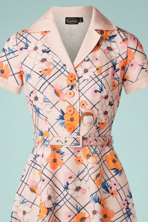 Vixen - 50s Cecil Collared Midi Dress in Peach 3