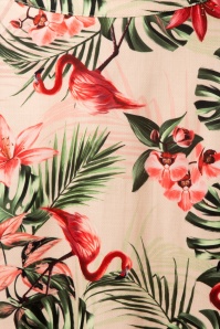 Vixen - 50s Tropical Flamingo Swing Skirt in Light Pink 4