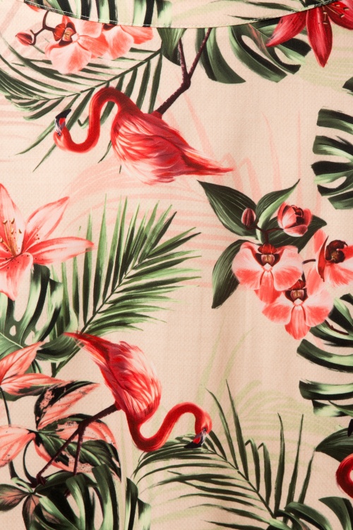 Vixen - 50s Tropical Flamingo Swing Skirt in Light Pink 4