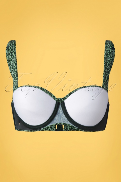 TC Beach - 50s Twisted Bikini Top in Green Sunrise 4