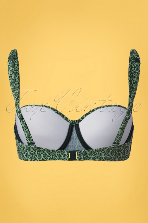 TC Beach - 50s Twisted Bikini Top in Green Sunrise 3