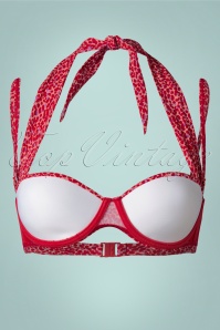 TC Beach - 50s Multiway Bikini Top in Wild Drops Pink 4
