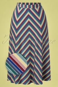 King Louie - Juno Piccolo Stripe Panel Skirt Années 60 en Rouge Ruban