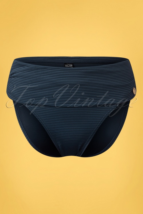 TC Beach - Flipover jacquard bikinibroekje in marineblauw 2
