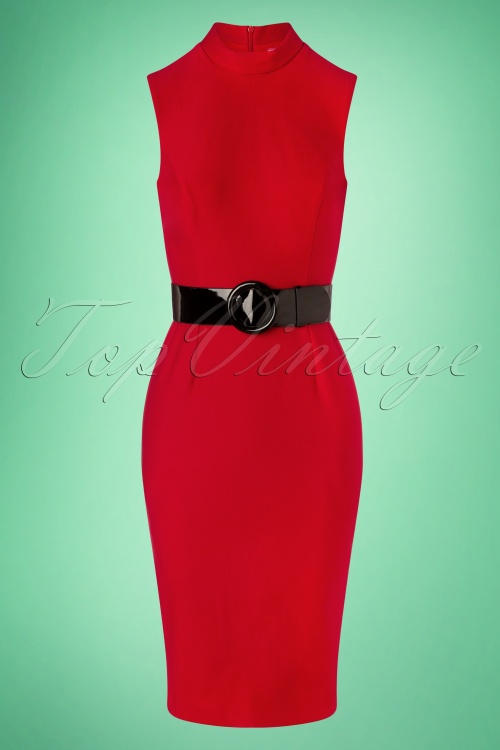 Glamour Bunny - The Sandra Pencil Dress in Lipstick Red 2