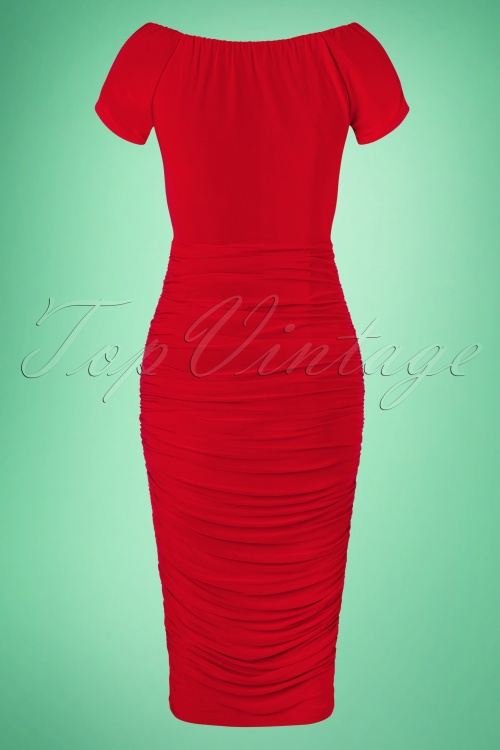 Glamour Bunny - De Marilyn pencil jurk in lippenstift rood 7