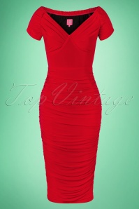 Glamour Bunny - The Marilyn Pencil Dress in Lipstick Red 3