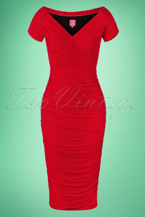 Glamour Bunny - The Marilyn Pencil Dress in Lipstick Red 3