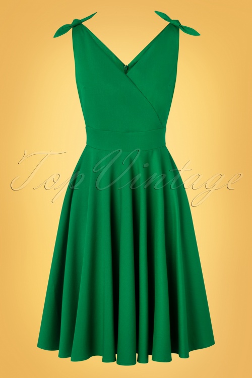 Glamour Bunny - The Harper Swing Dress in Emerald Green 4