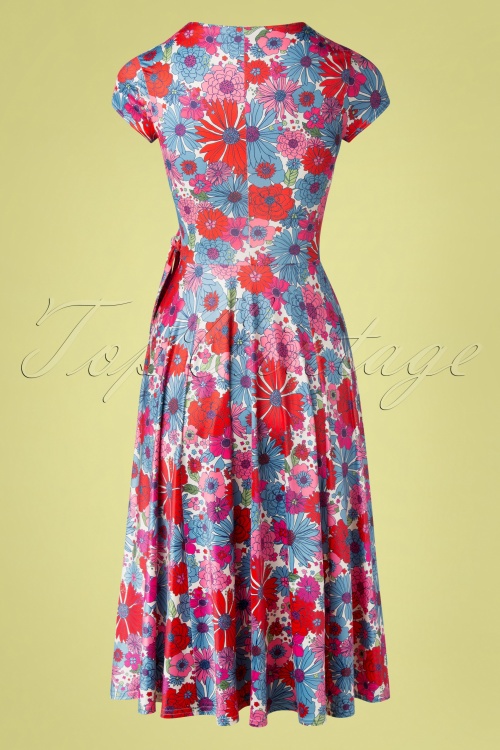 Vintage Chic for Topvintage - Layla Floral Cross Over Swing Dress Années 50 en Multi 2