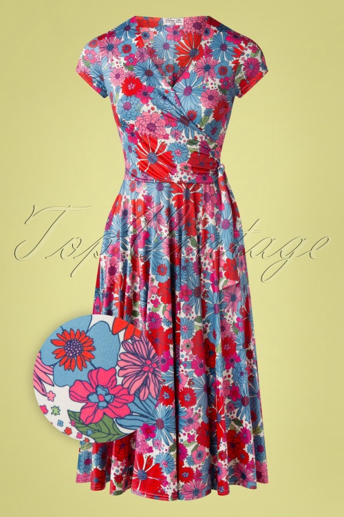 Vintage Chic for Topvintage - 50s Layla Floral Cross Over Swing Dress in Multi