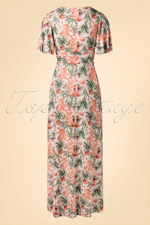Vintage Chic 42639 Dress Maxi White Flowers Orange Green 20220330 606W