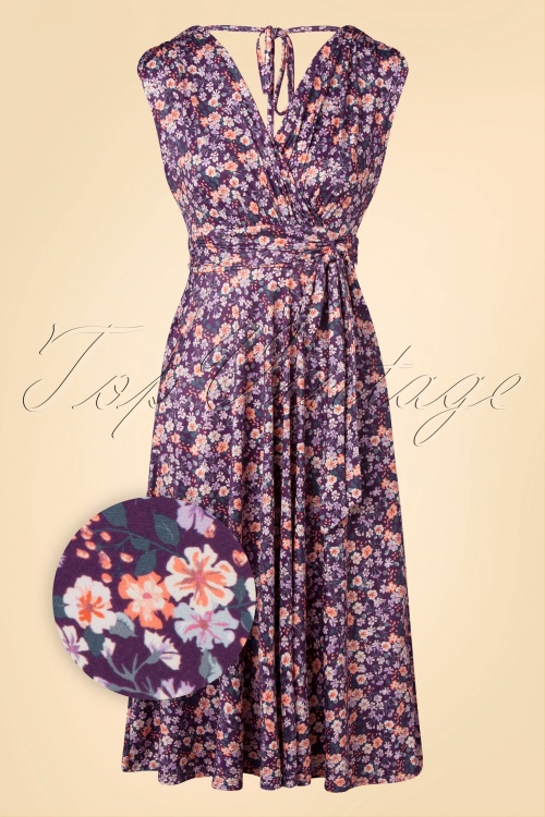 Vintage Chic for Topvintage - Collection Anniversaire ~ Jane Ditsy Swing Dress Années 50 en Violet