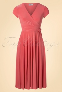 Vintage Chic for Topvintage - Birthday Collection ~ 50s Layla Cross Over Swing Dress in Coral