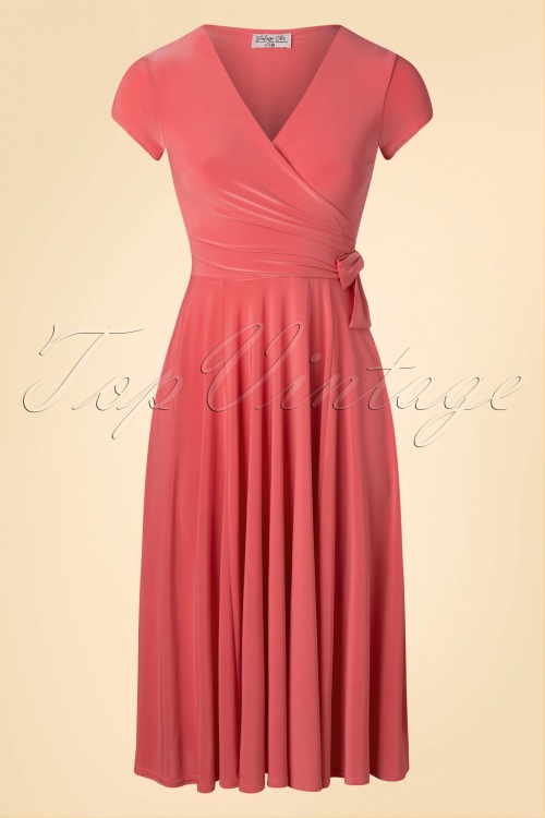 Vintage Chic for Topvintage - Geburtstagskollektion ~ Layla Cross Over Swing Kleid in Koralle