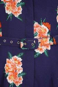 Collectif Clothing - Alberta Spring Floral Dress Années 40 en Bleu Marine 5