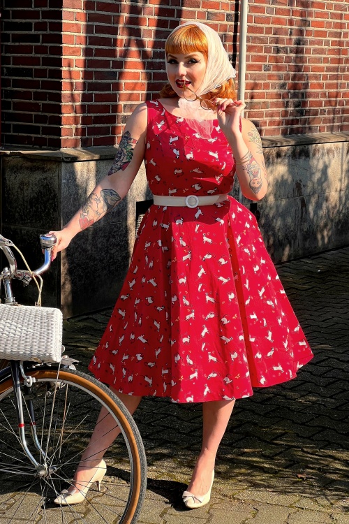 Topvintage Boutique Collection - TopVintage exklusiv ~ Adriana Cats Swing Kleid in Rot