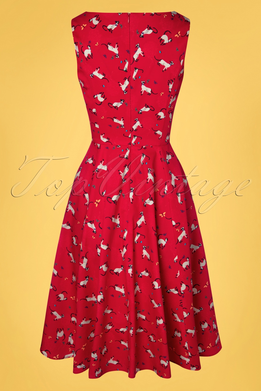 Topvintage Boutique Collection Topvintage Exclusive ~ 50s Adriana Cats Swing Dress In Red