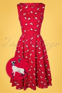 Topvintage Boutique Collection - Exclusivité TopVintage ~ Adriana Cats Swing Dress Années 50 en Rouge 2