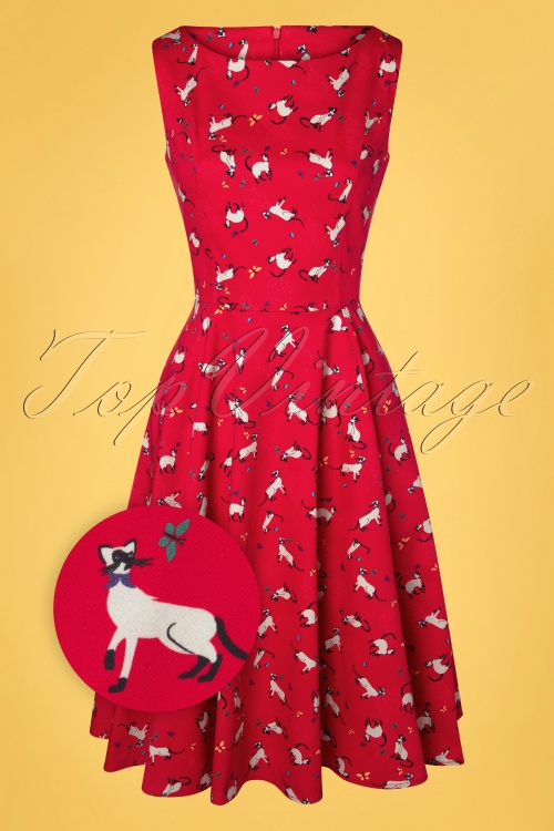 Topvintage Boutique Collection - TopVintage exclusive ~ 50s Adriana Cats Swing Dress in Red 2