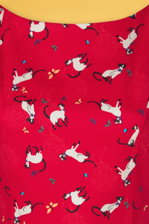 Topvintage Boutique Collection - Exclusivité TopVintage ~ Adriana Cats Swing Dress Années 50 en Rouge 6