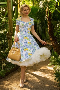 Topvintage Boutique Collection - TopVintage exklusiv ~ Joliena Swing Kleid in Weiß und Blau