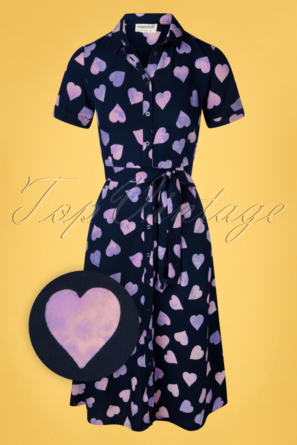 Batik Shirt Dress in Navy and Lilac