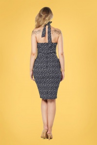 Timeless - 50s Veronica Ditsy Floral Pencil Dress in Black 5