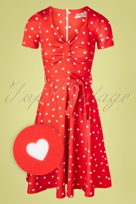 Vintage Chic for Topvintage - Hannah Hearts Swing Dress Années 50 en Rouge Vif