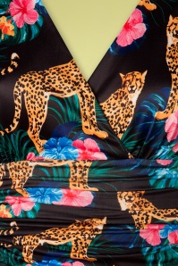 Vintage Chic for Topvintage - Grecian Flower Leopard Maxi Dress Années 50 en Noir 3