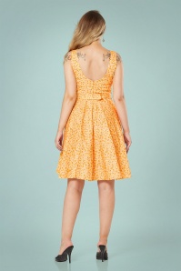 Timeless - 50s Selda Ditsy Floral Swing Dress in Yellow 3