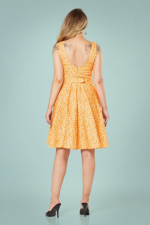 Timeless - 50s Selda Ditsy Floral Swing Dress in Yellow 3