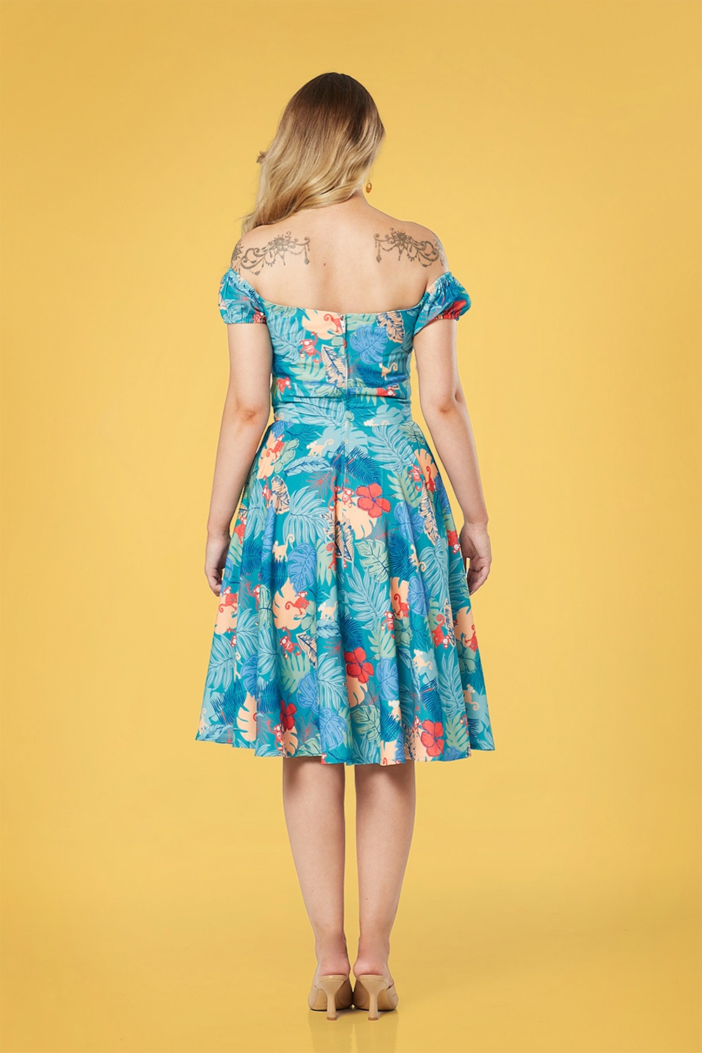 Timeless - Maddie Monkey Leaf swingjurk in blauw 2