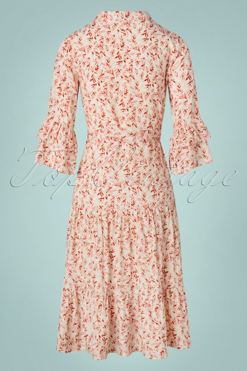 Smashed Lemon - 70s Sianna Leaf Midaxi Dress in Soft Pink 5