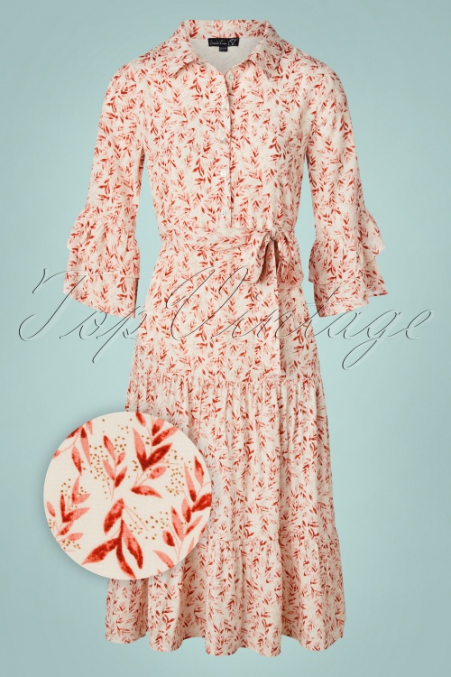 Smashed Lemon - 70s Sianna Leaf Midaxi Dress in Soft Pink 2