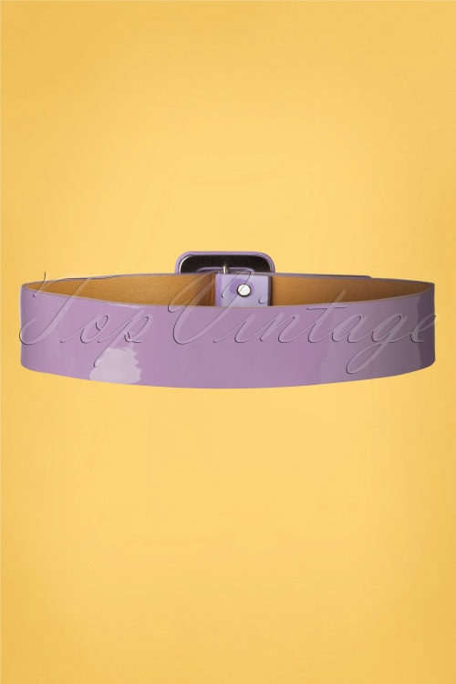 Collectif Clothing - 50s Sally Patent Plain Belt in Lilac 2